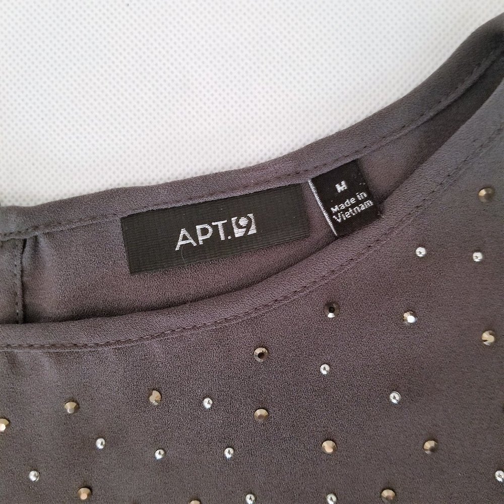 Grey Sleeveless Blouse with Rhinestones